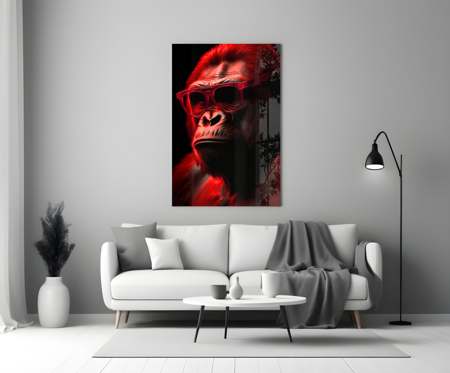 Ape the Thinker Glass Wall Art || Designer Collection.