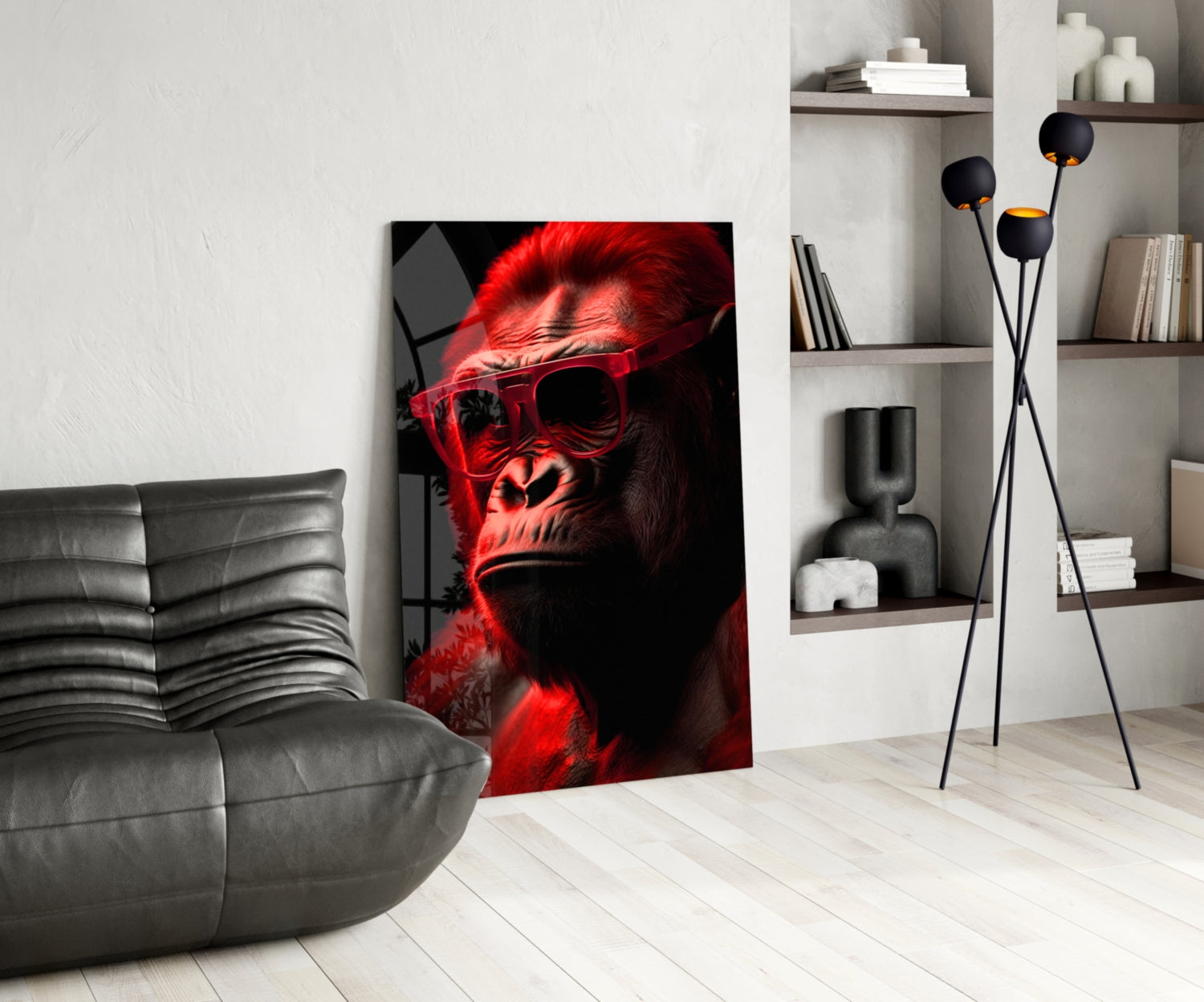 Ape the Thinker Glass Wall Art || Designer Collection.