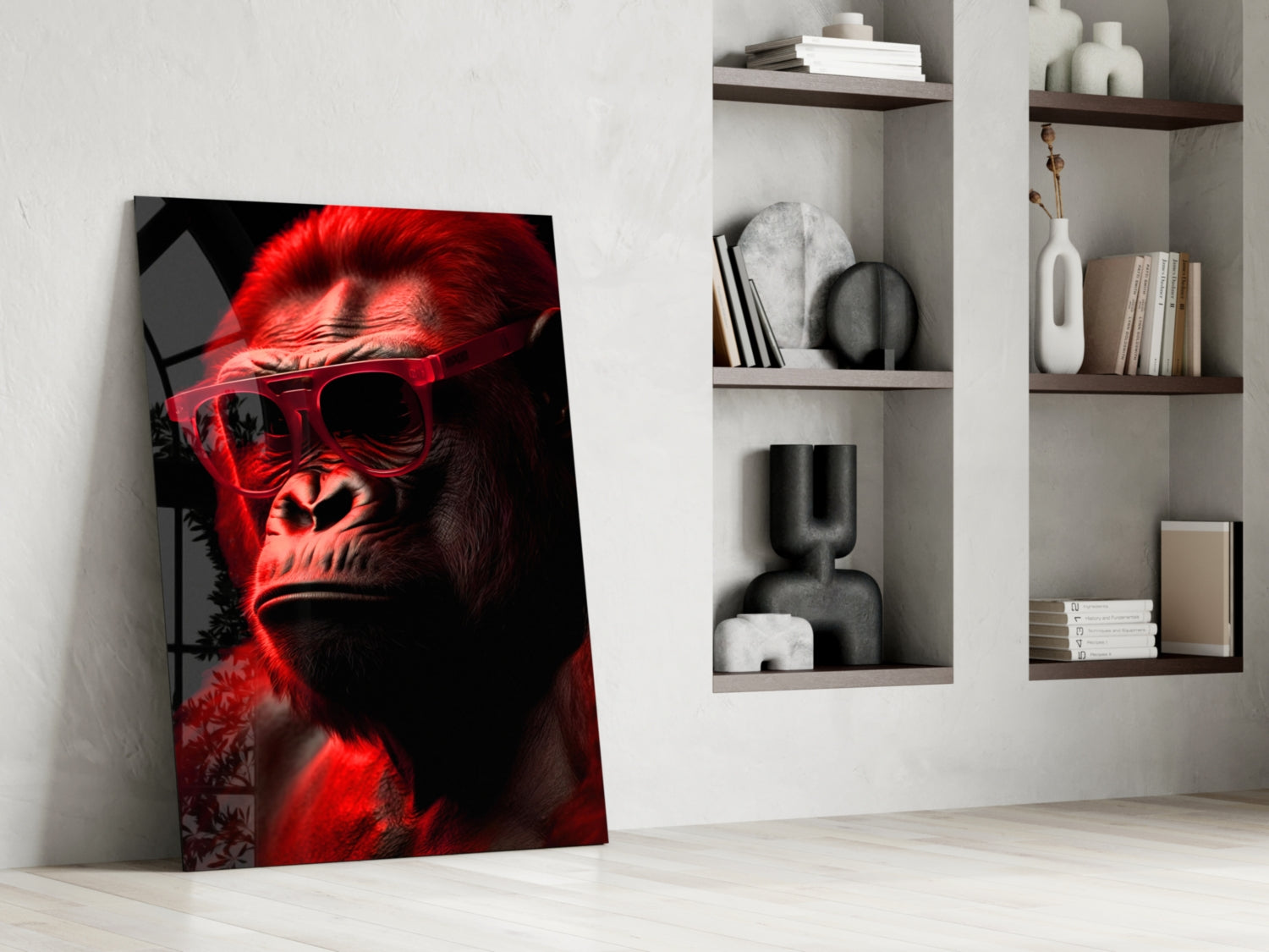 Ape the Thinker Glass Wall Art || Designer Collection.
