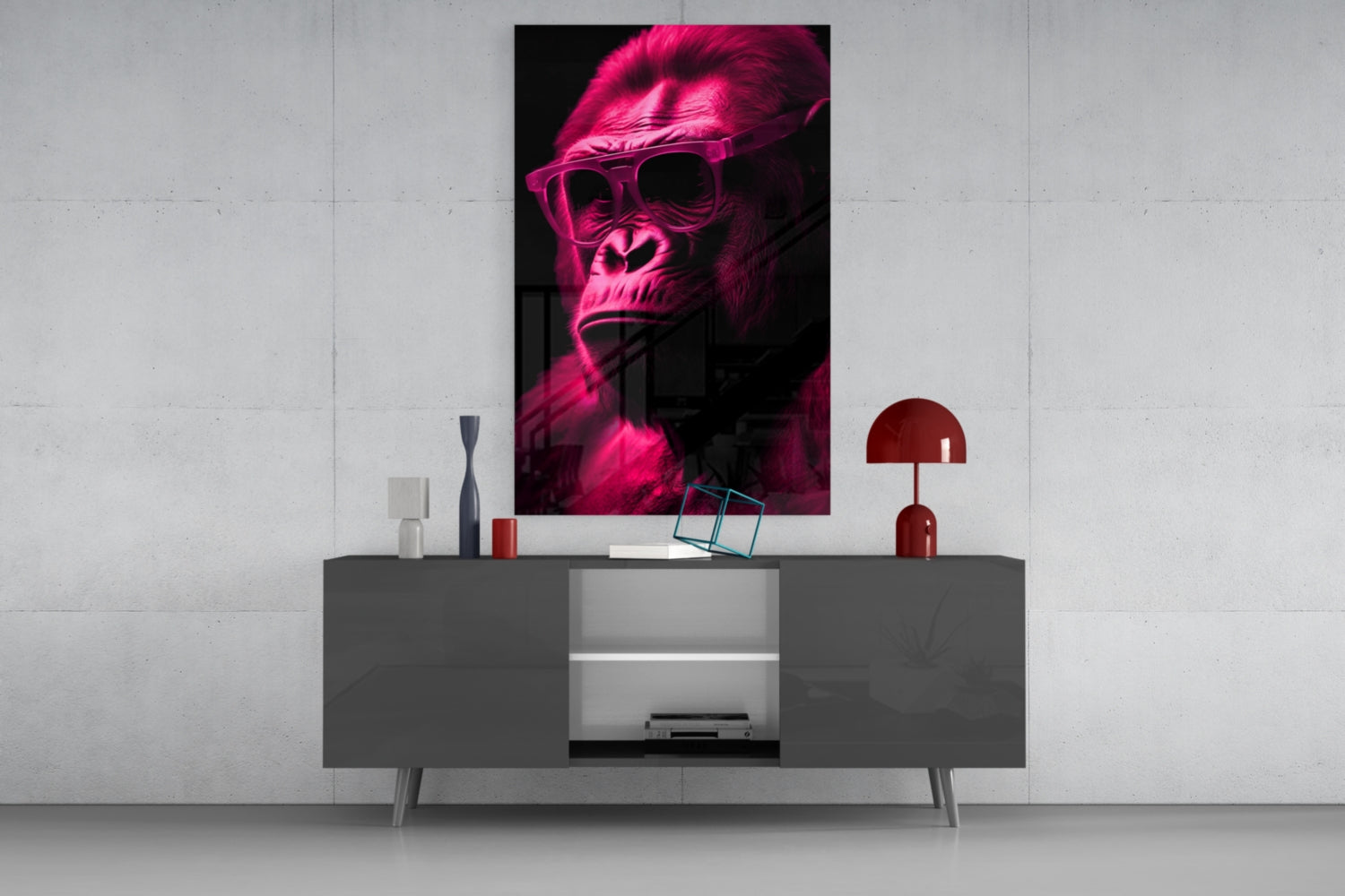Ape the Thinker Glass Wall Art || Designer Collection.