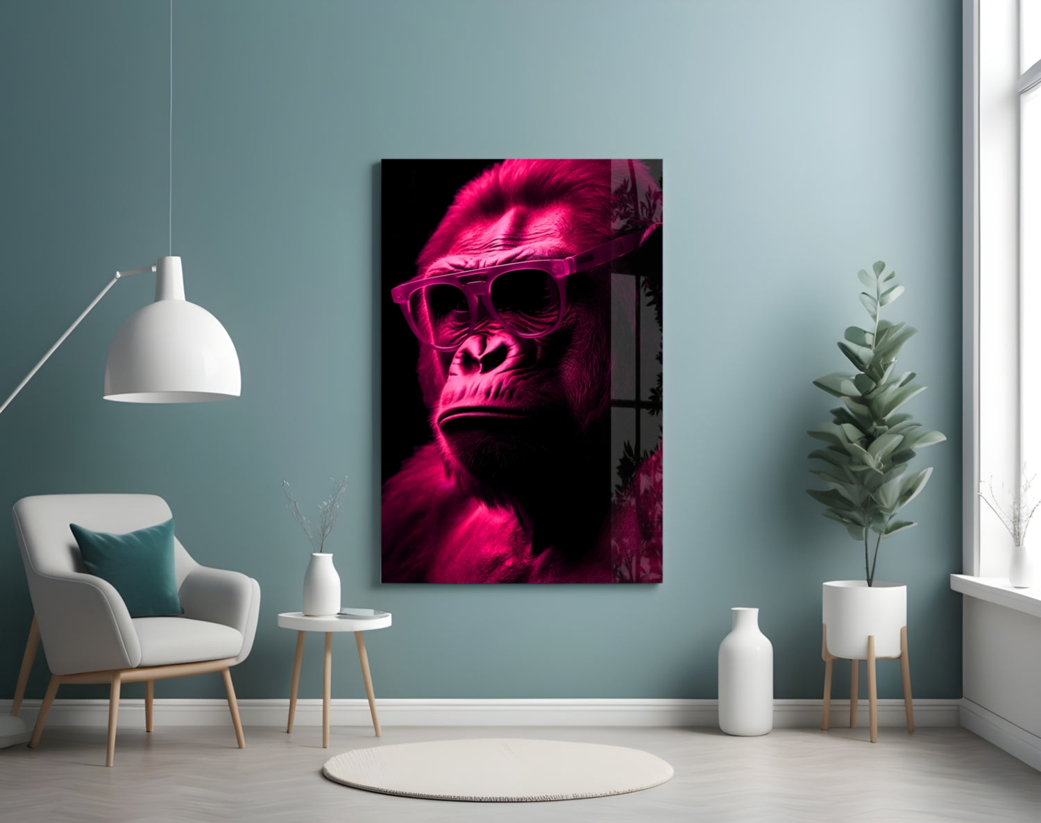 Ape the Thinker Glass Wall Art || Designer Collection.