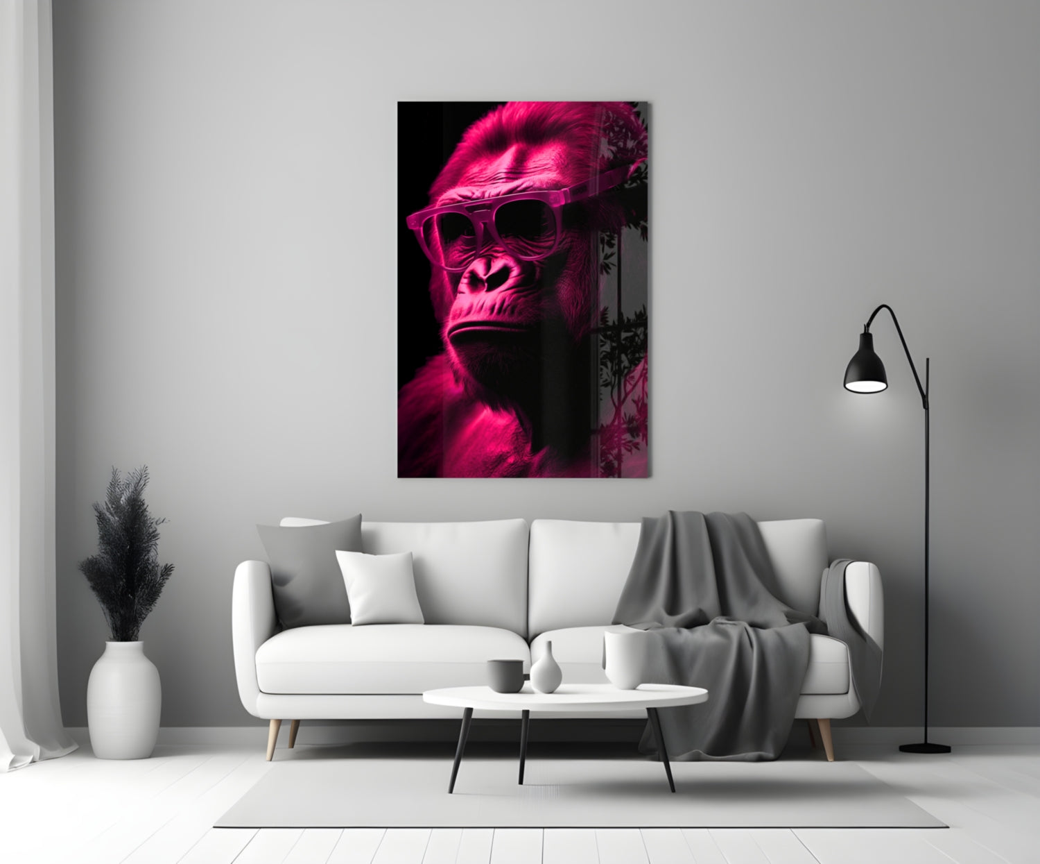 Ape the Thinker Glass Wall Art || Designer Collection.