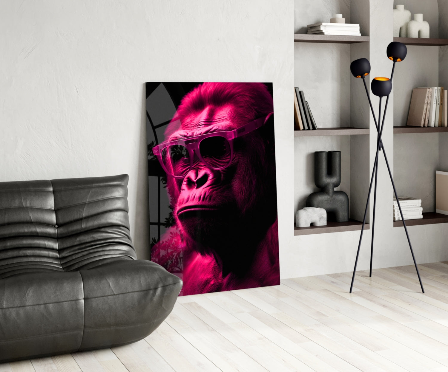 Ape the Thinker Glass Wall Art || Designer Collection.