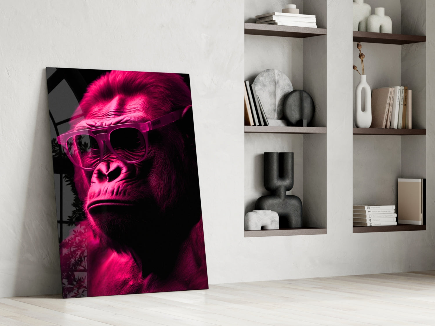 Ape the Thinker Glass Wall Art || Designer Collection.