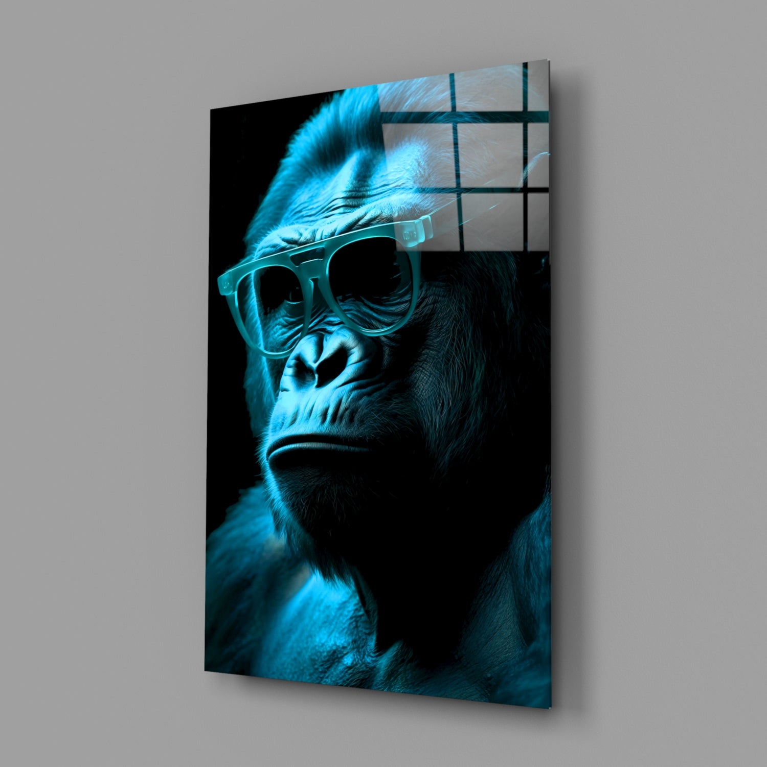 Ape the Thinker Glass Wall Art || Designer Collection.