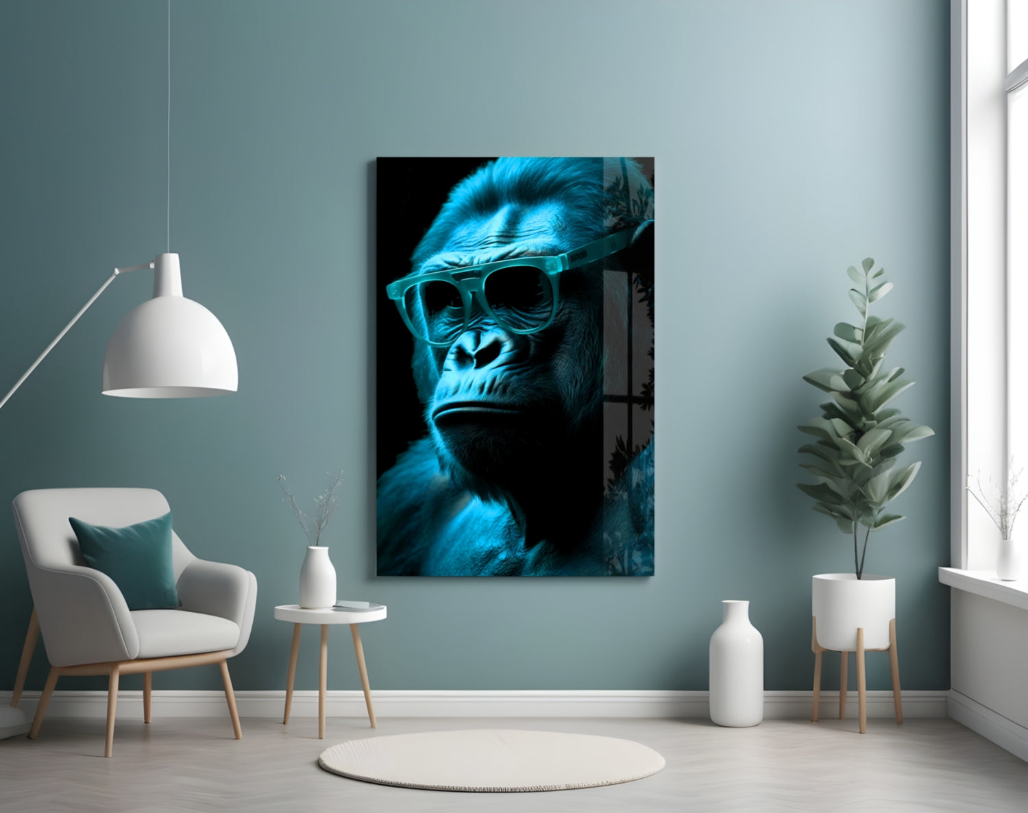 Ape the Thinker Glass Wall Art || Designer Collection.