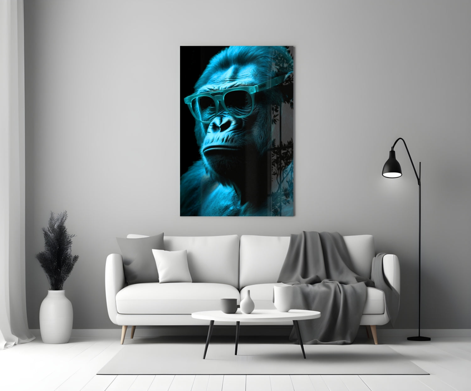 Ape the Thinker Glass Wall Art || Designer Collection.