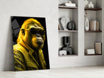 Ape the Cool glass print enhancing a den with statement palette