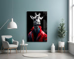 Stylish Giraffe glass wall art styled above a daybed in a child's bedroom