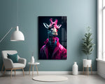 Stylish Giraffe glass wall art styled above a daybed in a child's bedroom