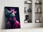 Stylish Giraffe glass print enhancing a powder room with statement palette