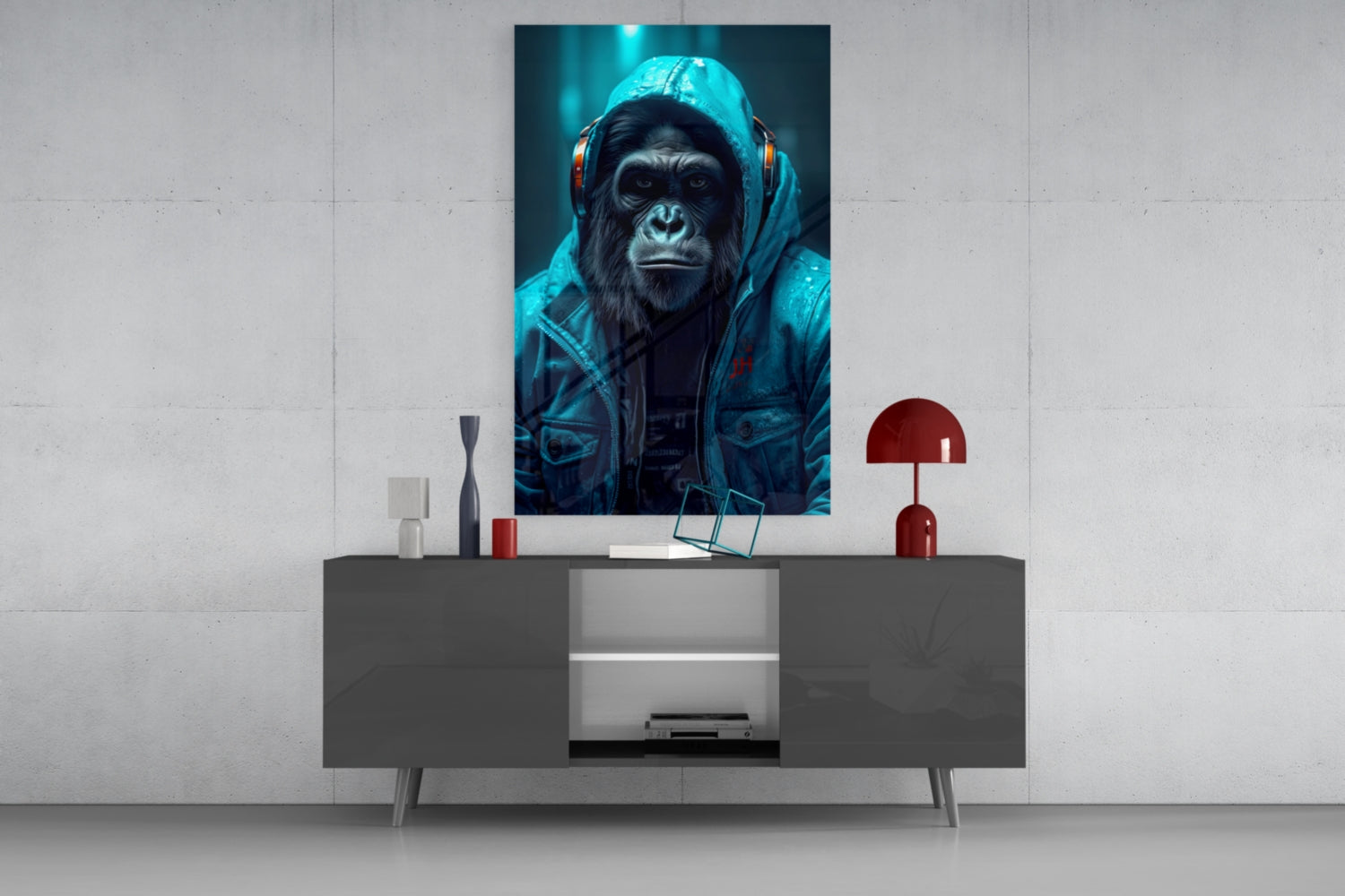 Music and the Ape  Glass Wall Art || Designer Collection.