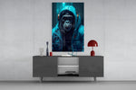 Music and the Ape panel catching lamp light to reveal its cinematic glow