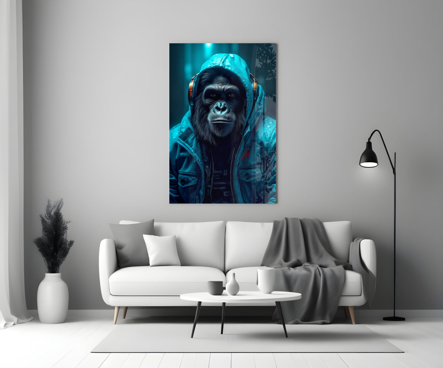 Music and the Ape  Glass Wall Art || Designer Collection.