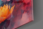 Meditative-muse artwork anchoring a wall with sapphire-and-rose palette