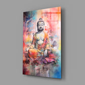 Aquarelle-spiritual panel bringing watercolor exuberance to a quiet meditation nook