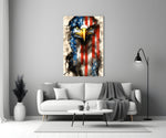 American Eagle close-up showing eagle face fused with flag stars and stripes