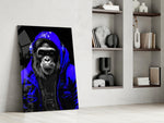 The Ape glass print enhancing a den with statement palette