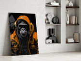 The Ape glass print enhancing a den with statement palette