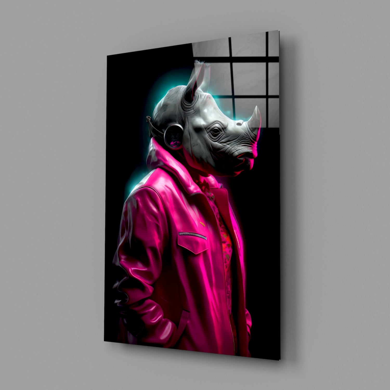 Rhino in Style Glass Wall Art || Designer Collection.