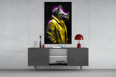 Rhino in Style panel catching lamp light to reveal its cinematic glow