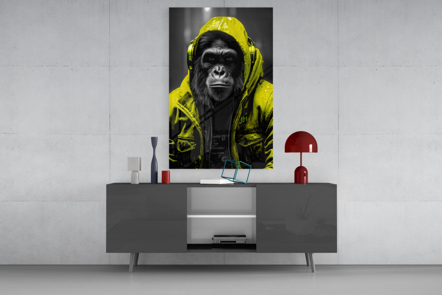 Rebellios Ape  Glass Wall Art || Designer Collection.