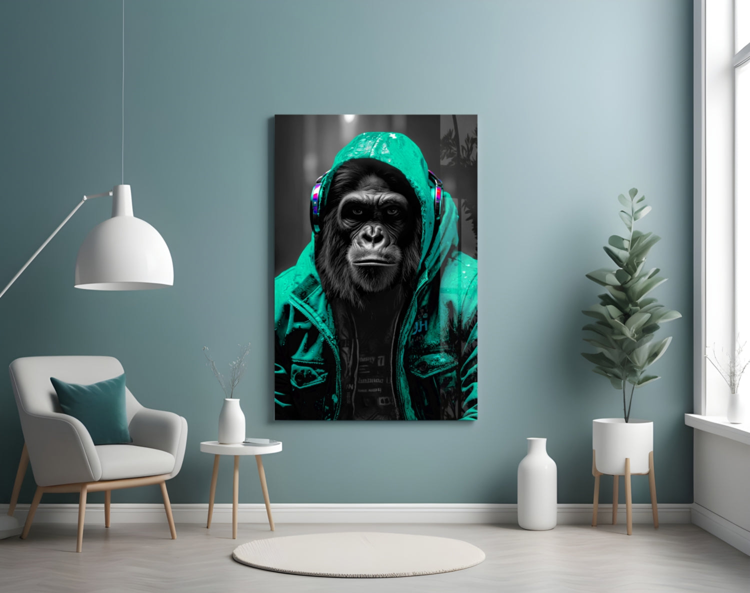 Rebellios Ape  Glass Wall Art || Designer Collection.