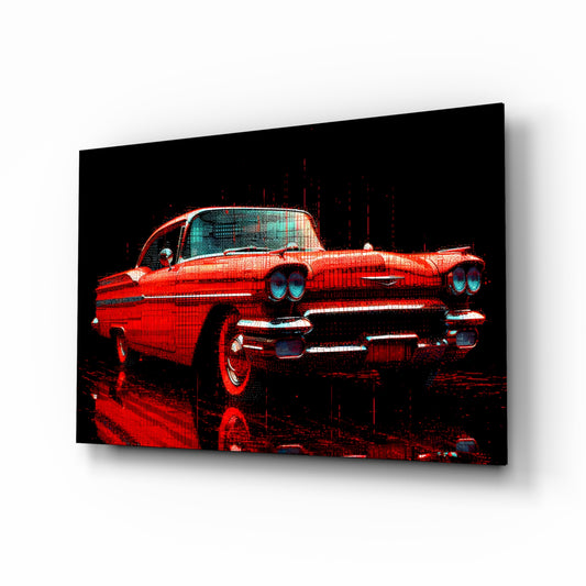 Designer's Collection glass wall art displayed above a leather sofa in a moody man cave