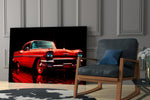 Designer's Collection glass print enhancing a den with retro-modern palette