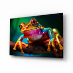 Froglet glass wall art displayed above a daybed in a child's bedroom
