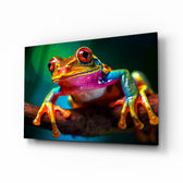 Froglet glass wall art displayed above a daybed in a child's bedroom