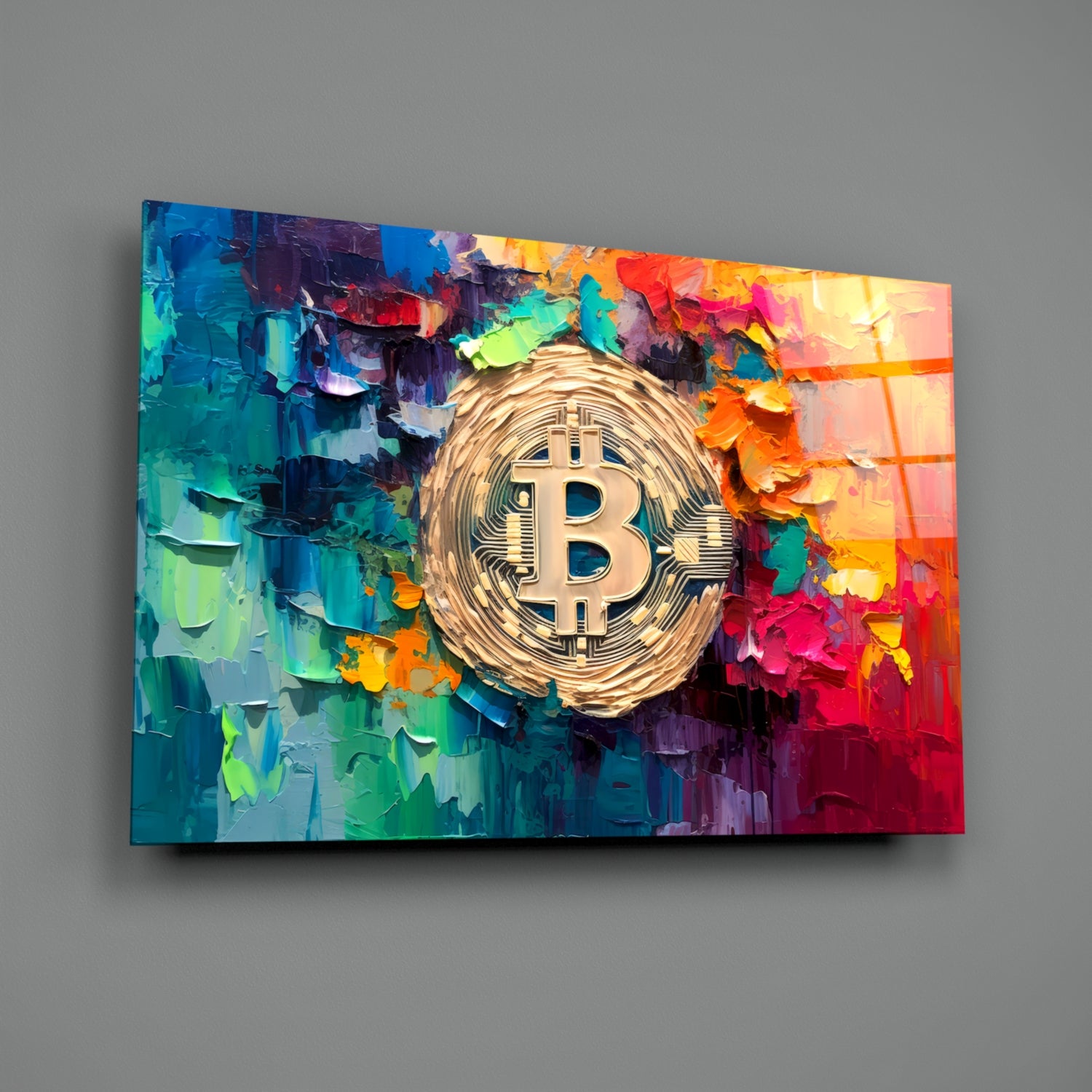 Bitcoin Glass Wall Art || Designer Collection.