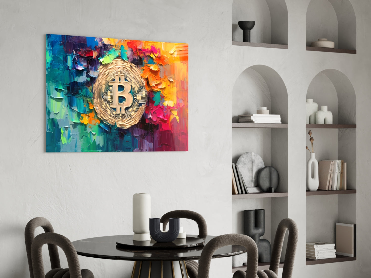 Bitcoin Glass Wall Art || Designer Collection.