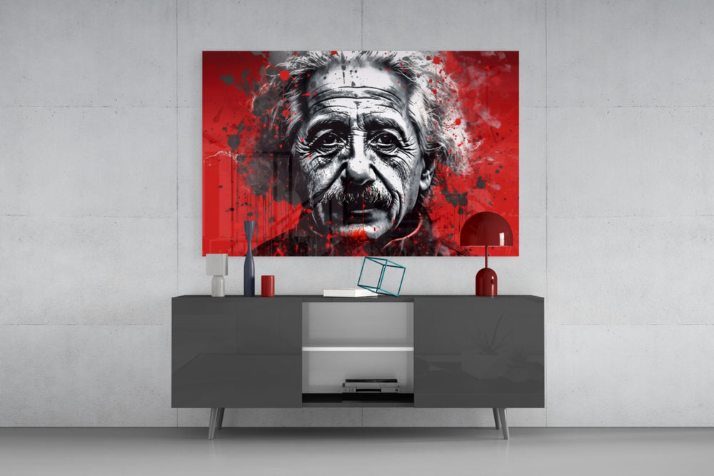 Einstein panel catching lamp light to reveal its painterly weight