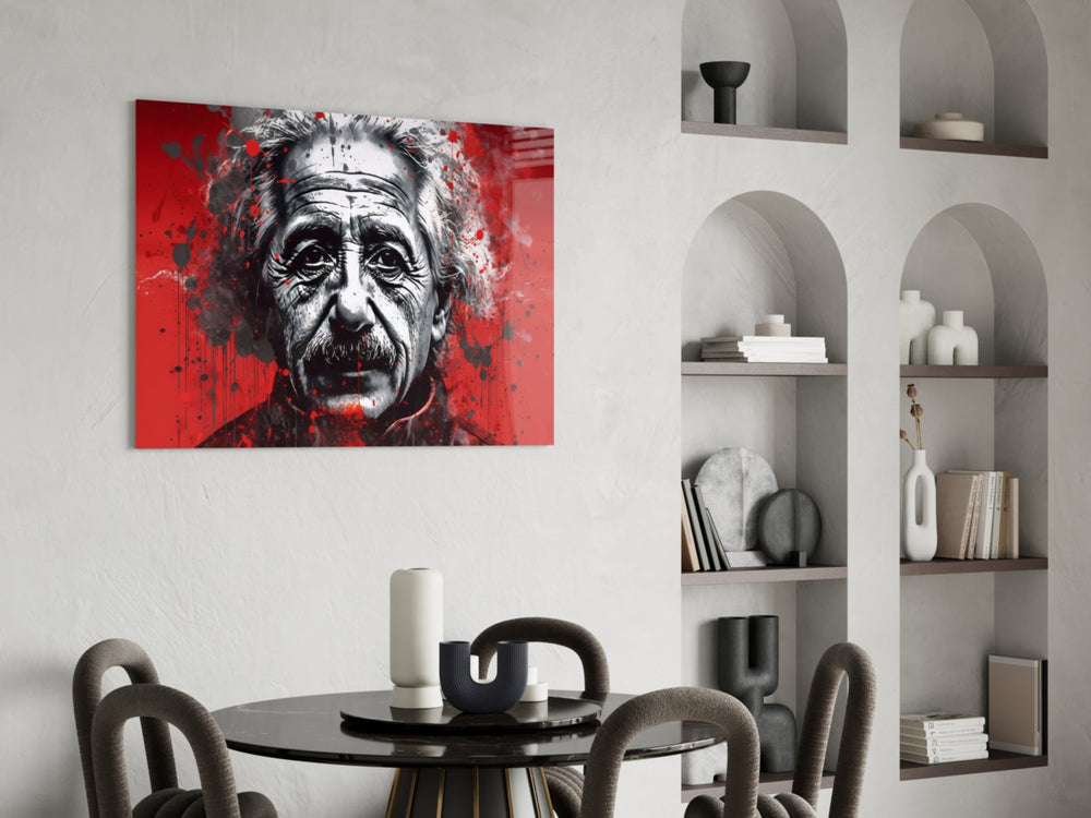 Einstein panel adding editorial gravitas to a hallway