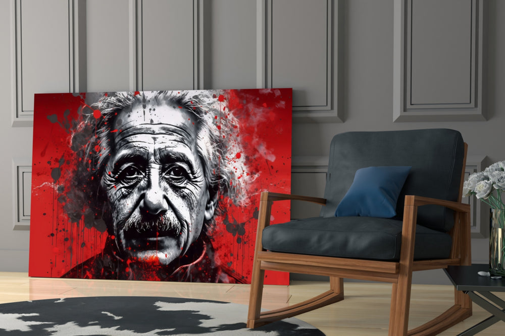 Einstein glass print enhancing a den with statement palette
