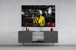Einstein in the Bar panel catching lamp light to reveal its cinematic glow