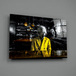 Pixel-noir-portrait panel bringing cinematic glow to a moody man cave