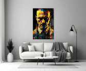 Heisenberg close-up showing aviator sunglasses and cubist pixel mosaic