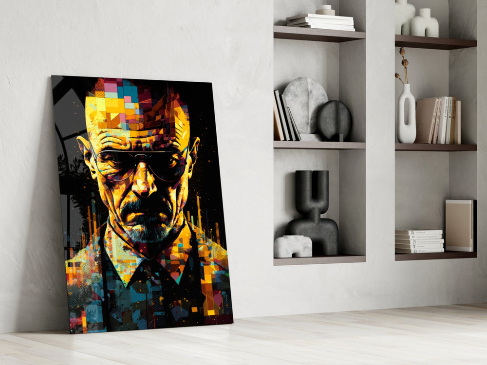 Heisenberg glass print enhancing a den with statement palette