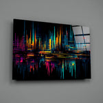 Data-stream panel bringing painterly pulse to a moody media room