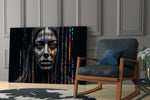 Color Stream glass print enhancing a den with futurist palette