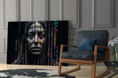 Color Stream glass print enhancing a den with futurist palette