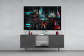 Color Sticks panel catching lamp light to reveal its painterly pulse
