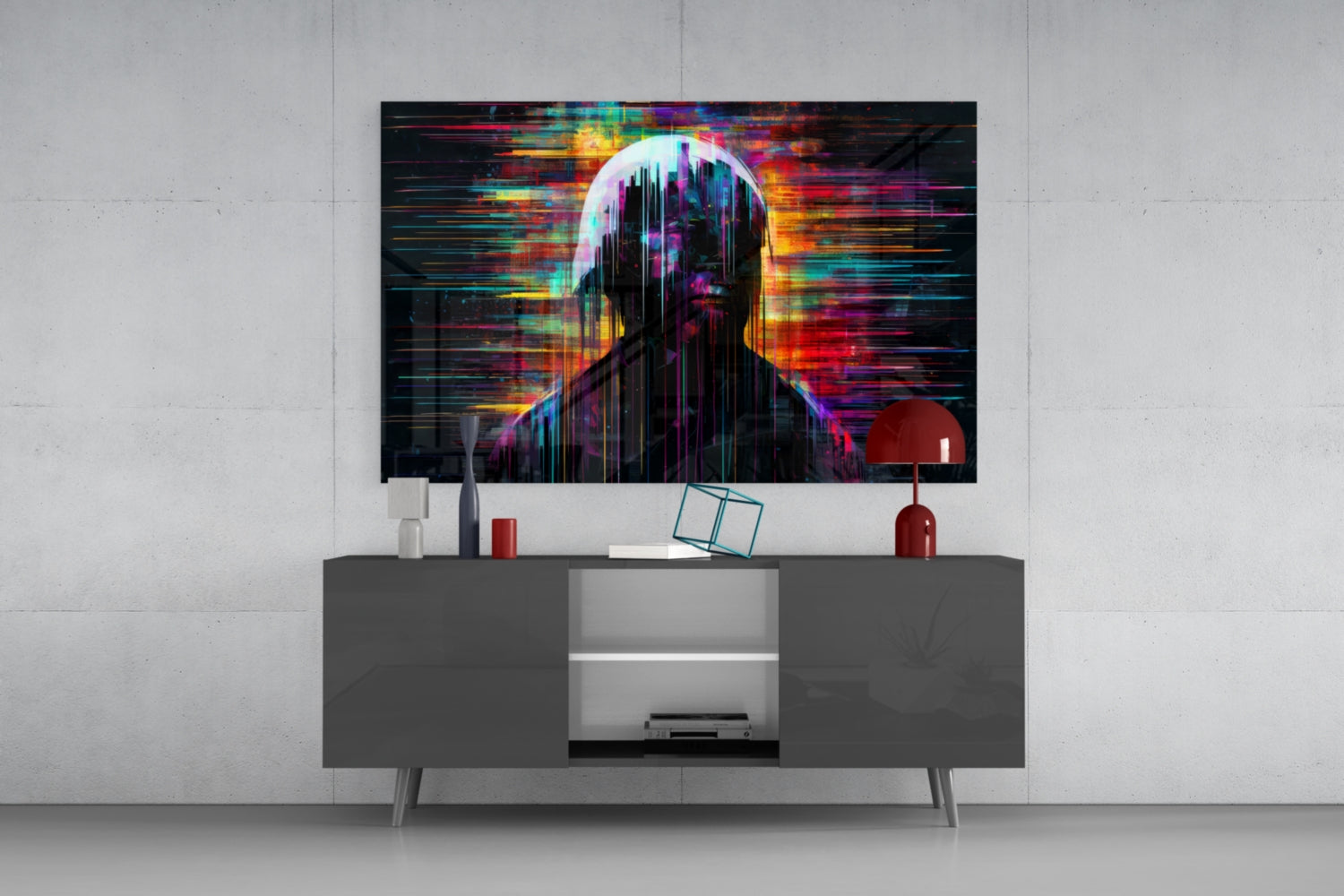 Shadow of Color Sticks Glass Wall Art || Designer Collection.