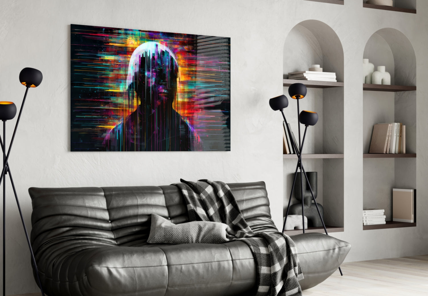 Shadow of Color Sticks Glass Wall Art || Designer Collection.