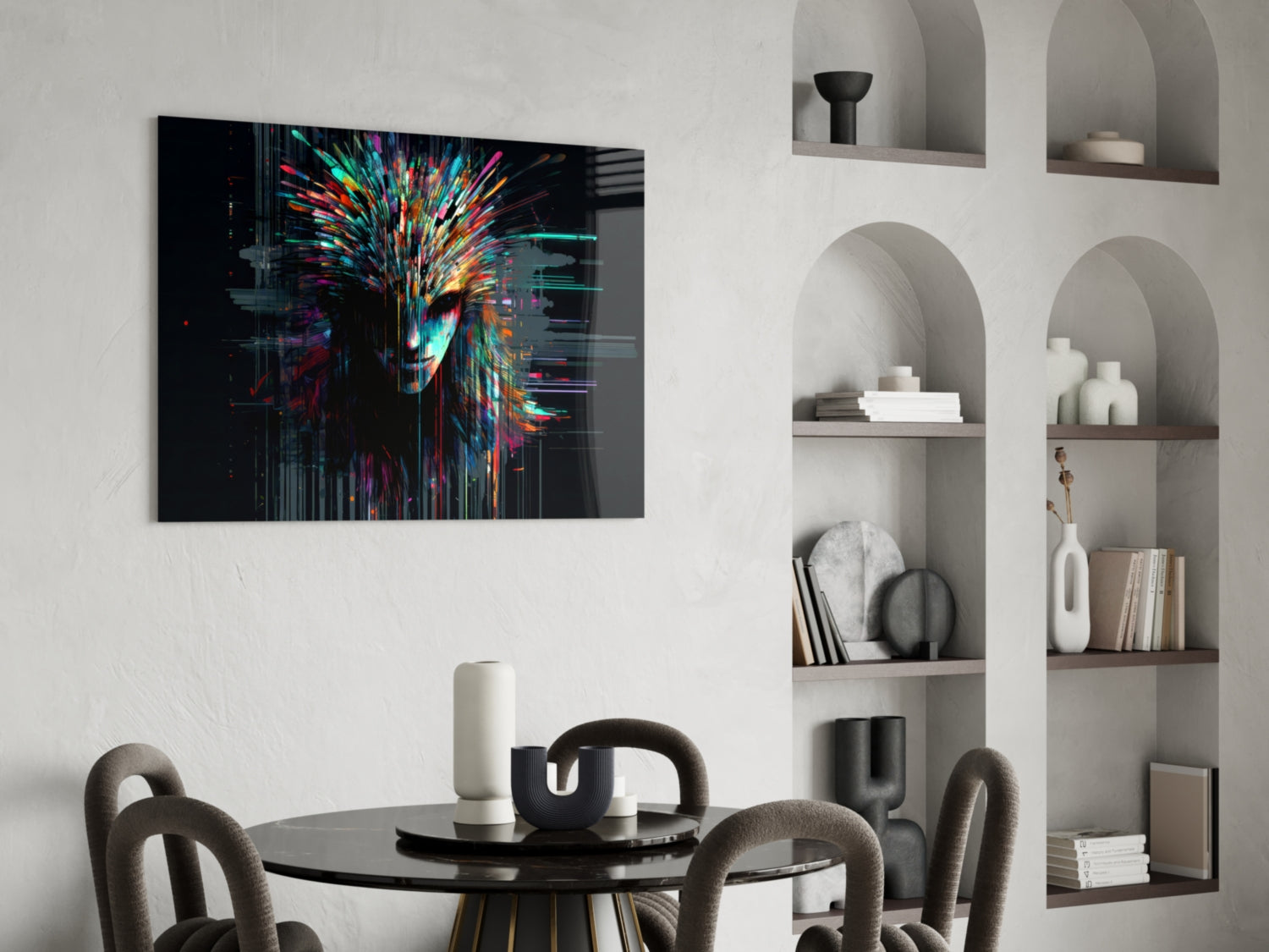 Face of Color Sticks Glass Wall Art || Designers Collection.