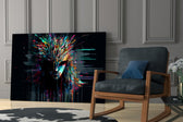 Face of Color Sticks glass print enhancing a den with futurist palette