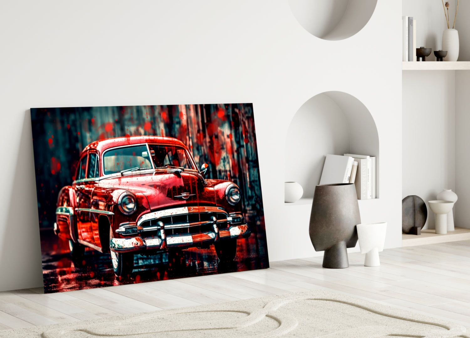 Vintage American Car Glass Wall Art || Designers Collection.
