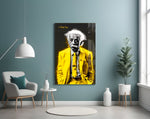 I Told You Einstein glass wall art styled above a sideboard in a man cave